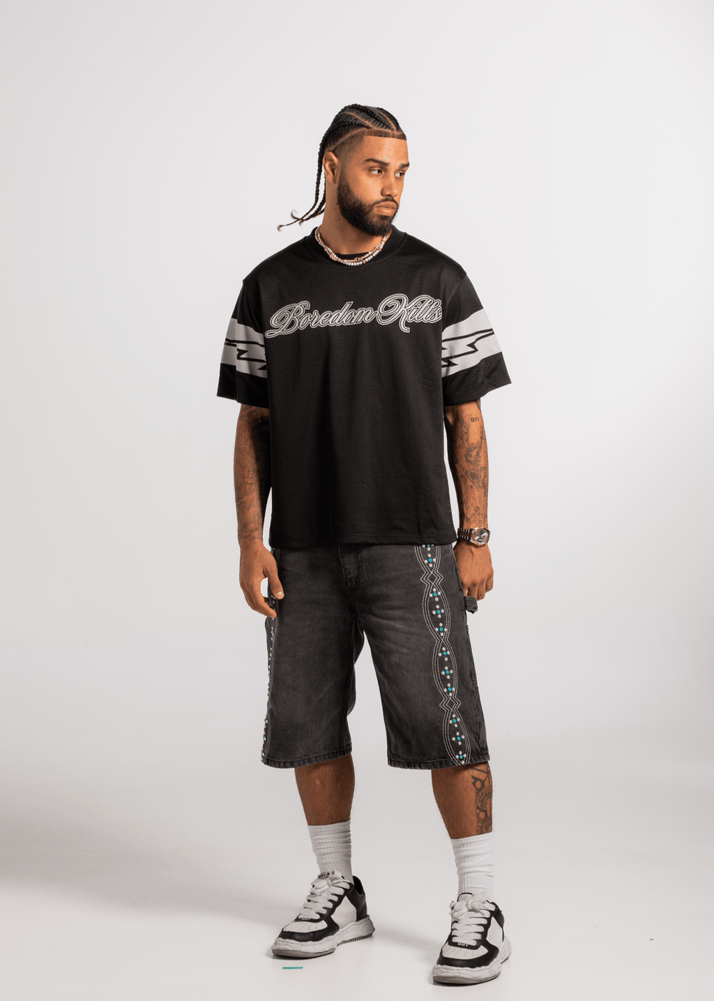 Boredom Kills スタッズ ジョーツ ショートパンツ デニム Studded Jorts - Black