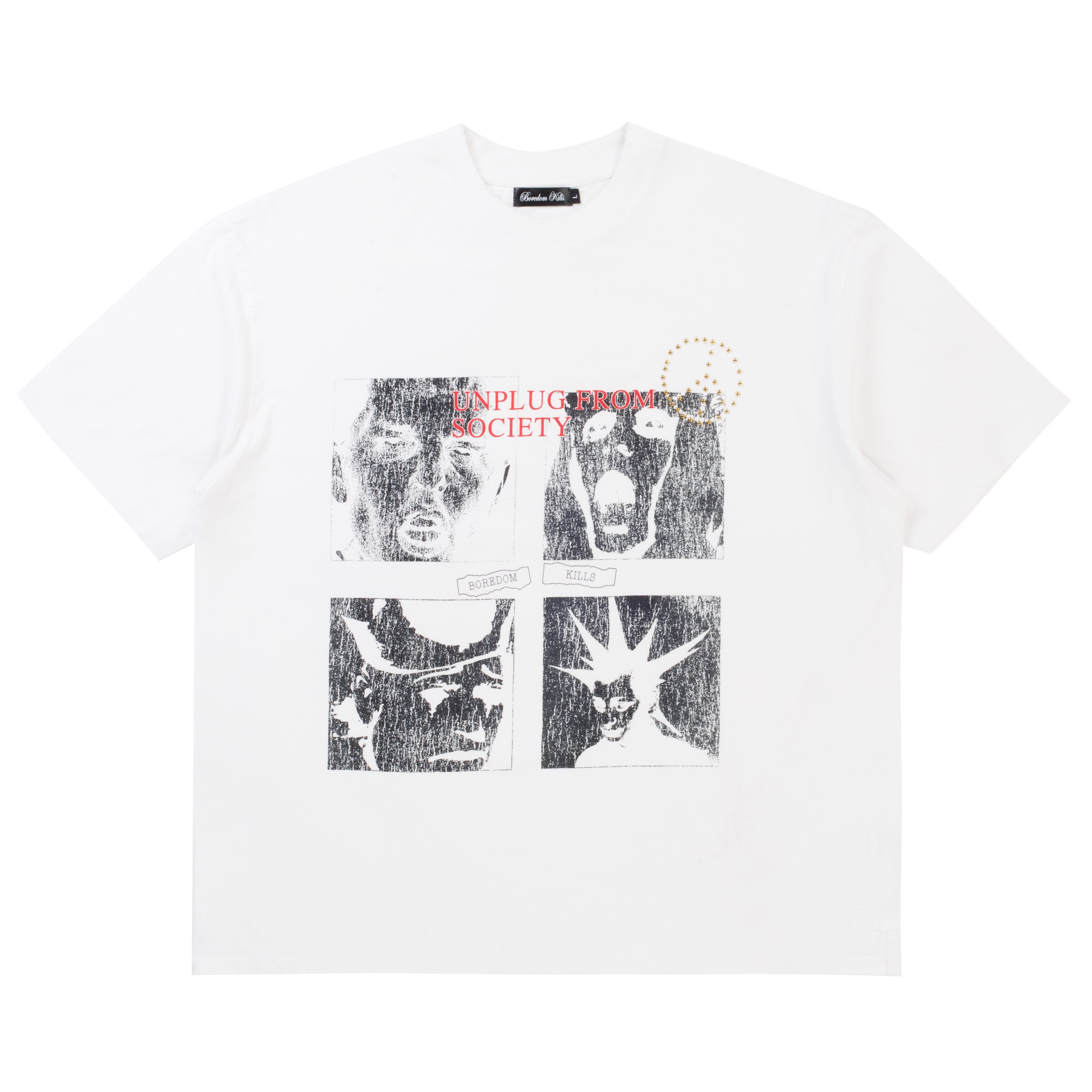 Studded Unplug Tee - white