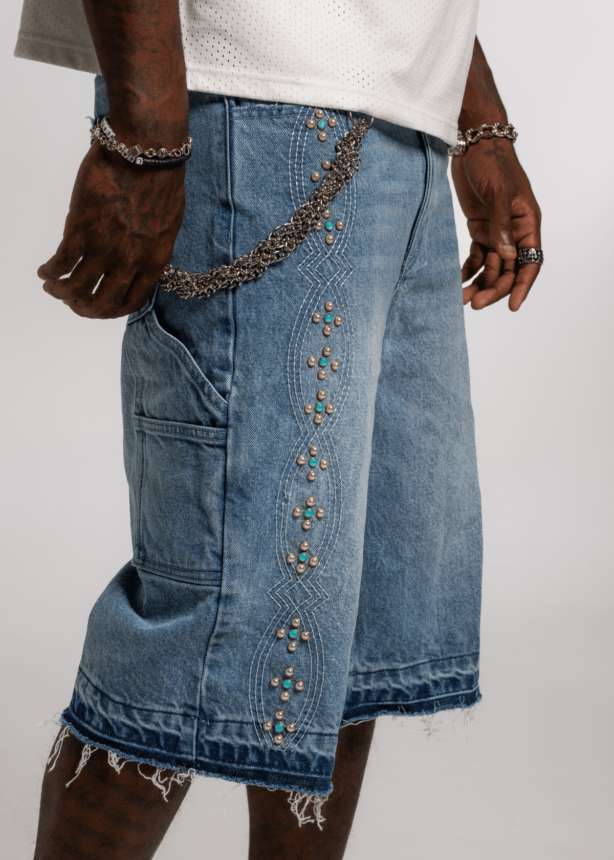 Studded Jorts - Indigo - Boredom Kills